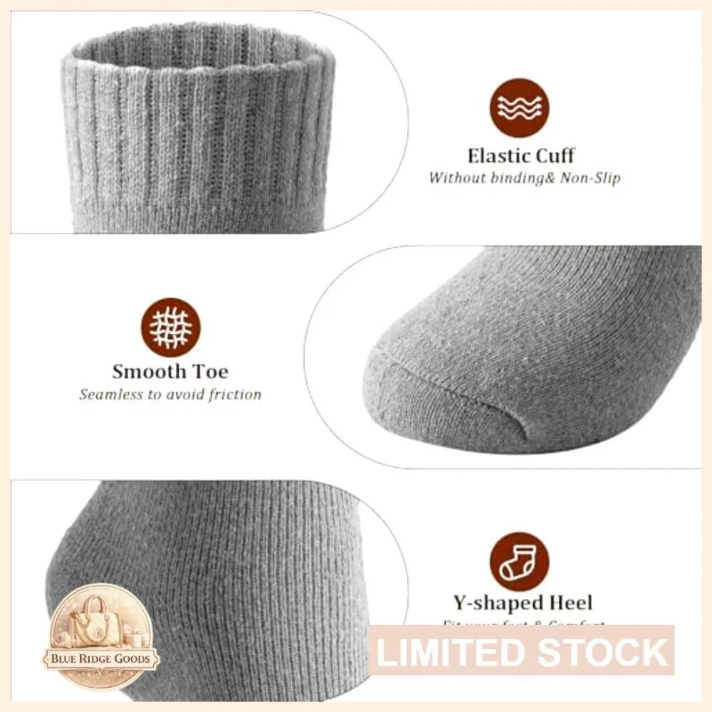 Wool Blend Thermal Socks Ultra-Warm Breathable Crew Boot Cozy Winter Wear